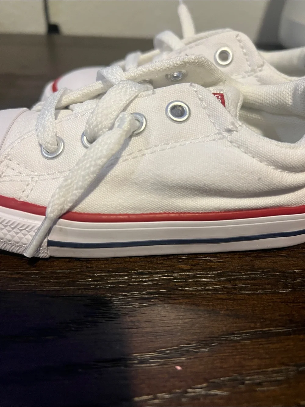 Converse Kids White Sneakers with Red Accent